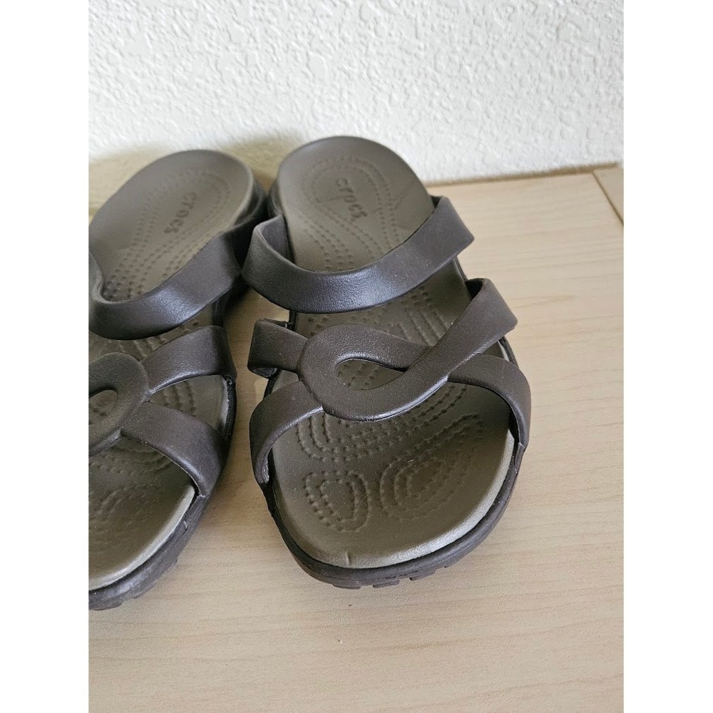 Crocs Meleen Twist Sandals Womens 7 Espresso Dark Brown Slide Strappy - Picture 2 of 7